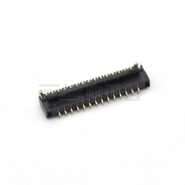 Pitch 0.30mm 90°H1.00mm 卧式下接前掀盖 SMT型 FPC 29pin 黑色 镀半金1u"，其它区域镀镍